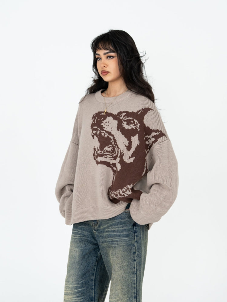Doberman Graphic Knit Pullover