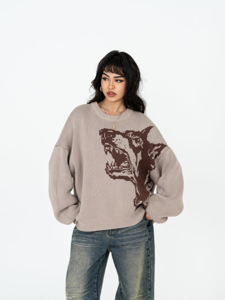 Doberman Graphic Knit Pullover