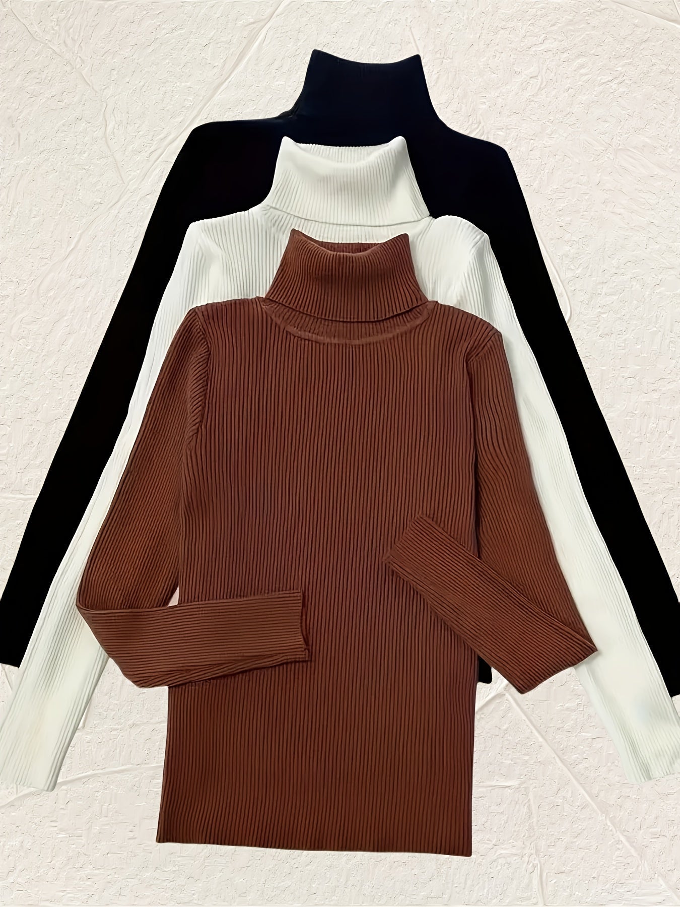 3-Pack Long Sleeve Turtleneck Sweaters