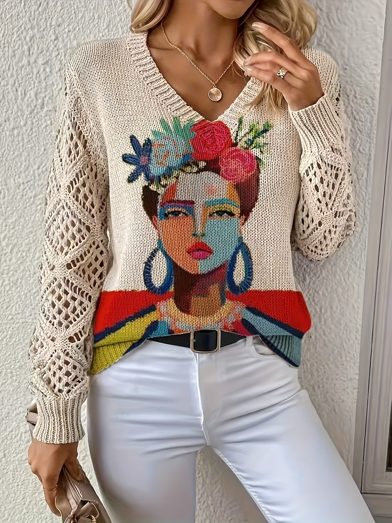 All-Season Boho V-Neck Printed Top