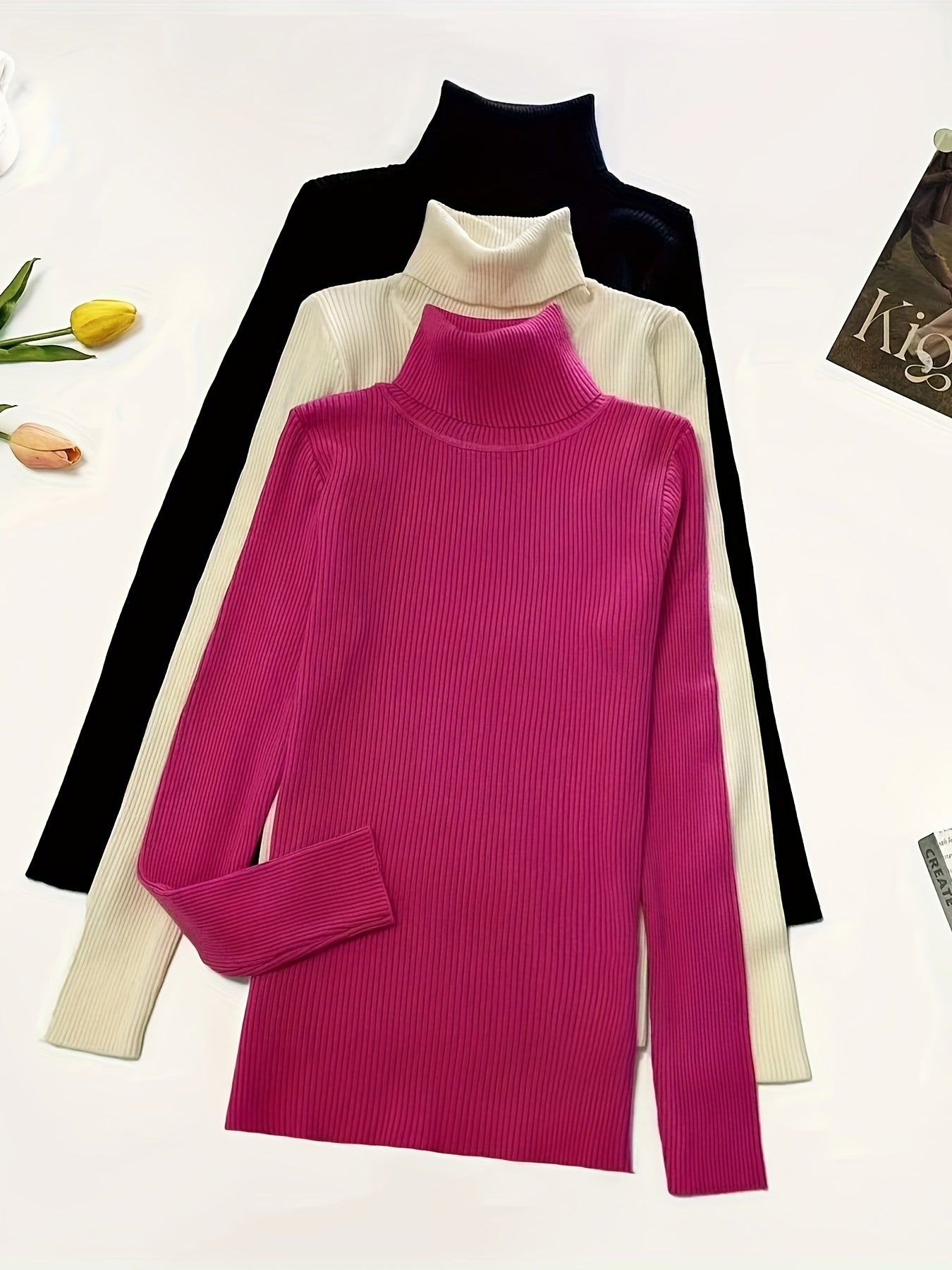 3-Pack Long Sleeve Turtleneck Sweaters