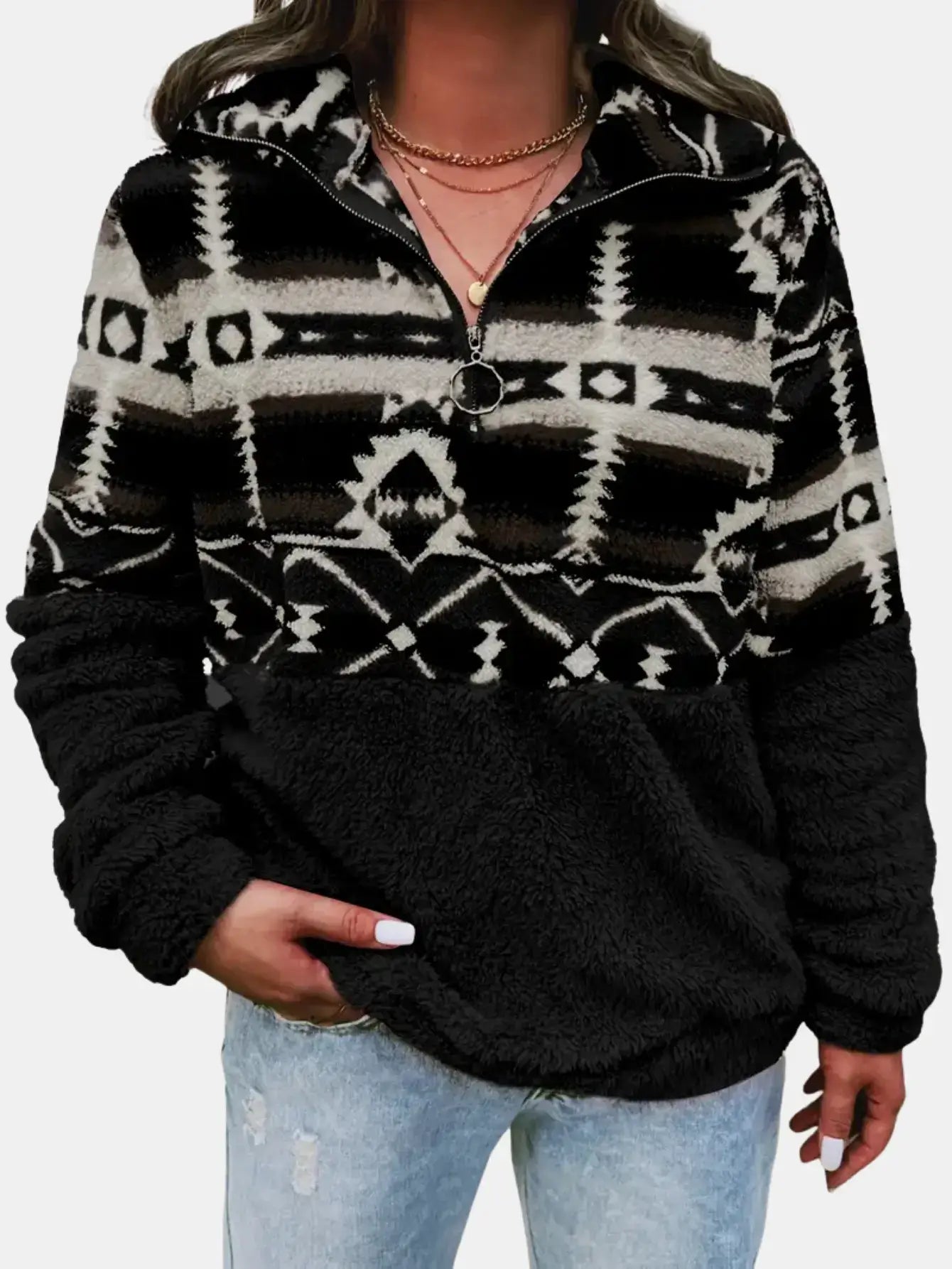 Aztec Patterned Teddy Fleece