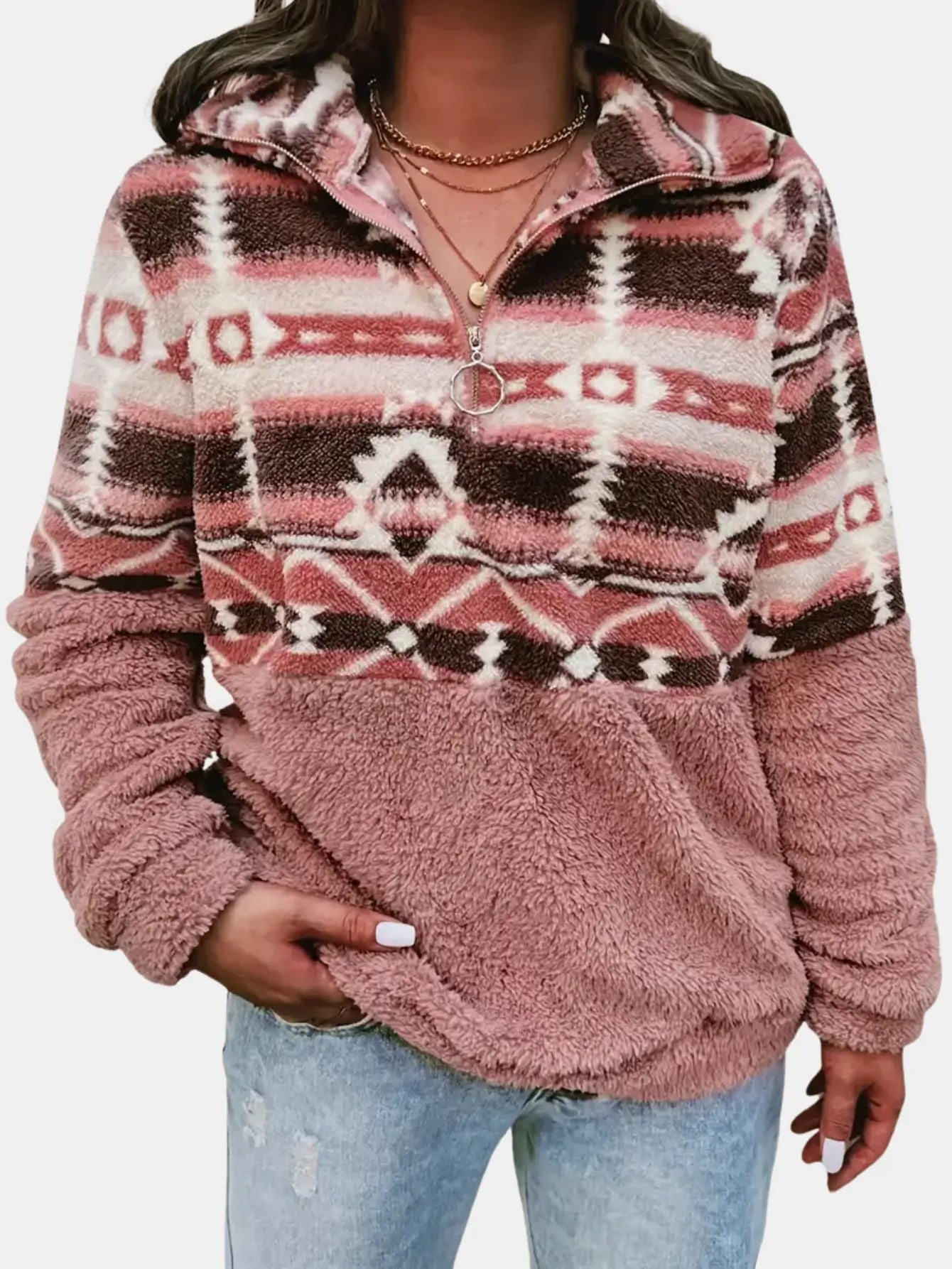 Aztec Patterned Teddy Fleece