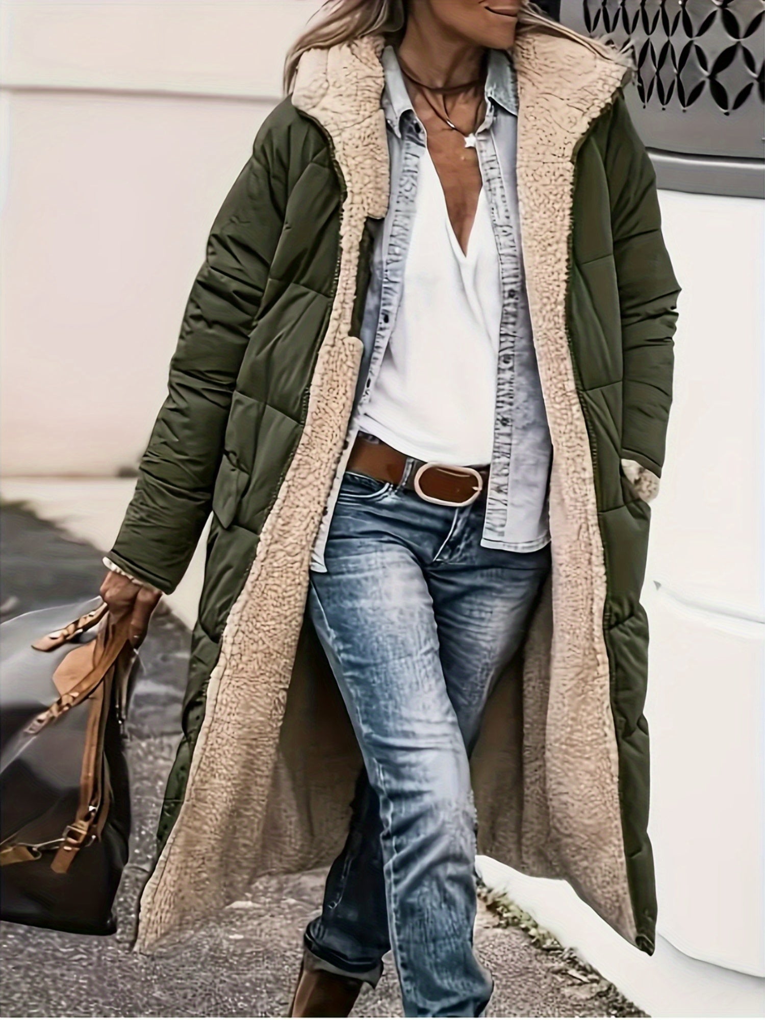Reversible Fleece-Lined Long Zip Coat