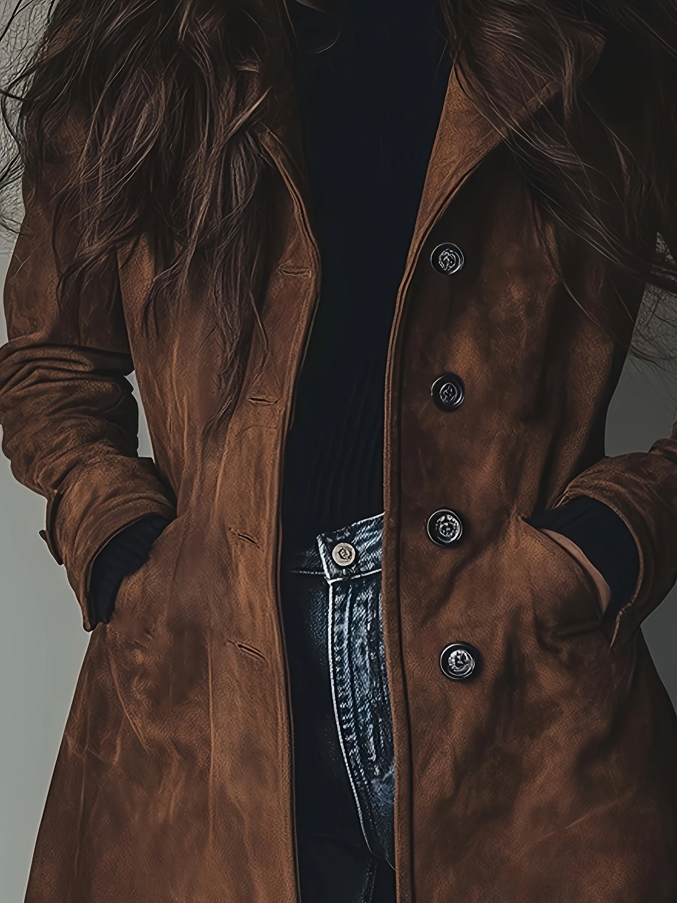 Elegant Vintage Single-Breasted Notched Lapel Coat