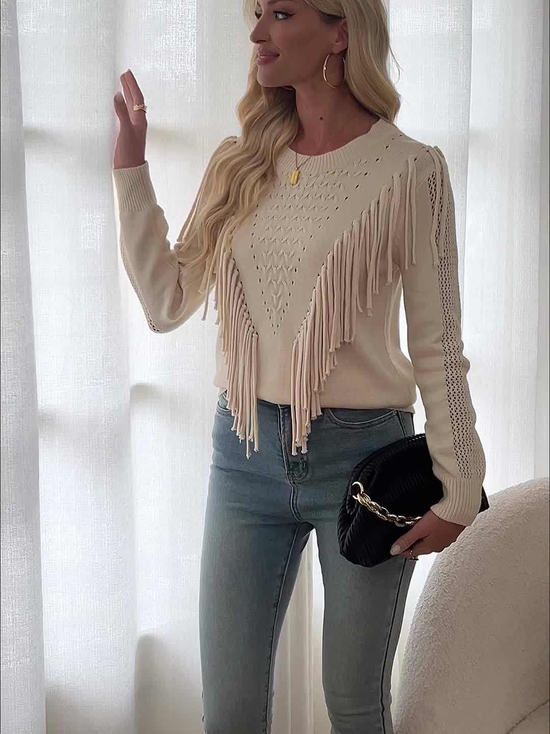 Middle Eastern Crochet Sheer Fringe Top