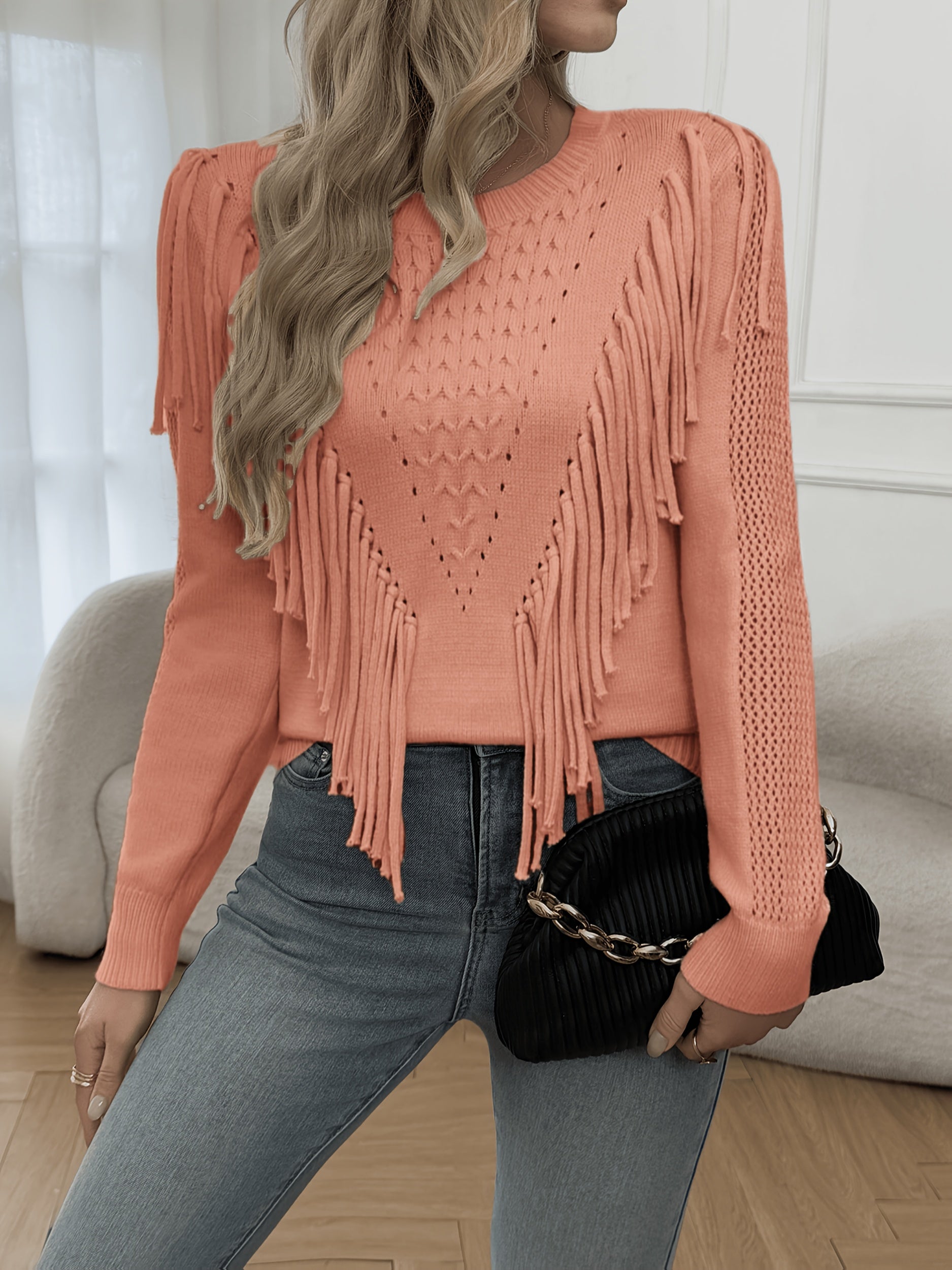 Middle Eastern Crochet Sheer Fringe Top