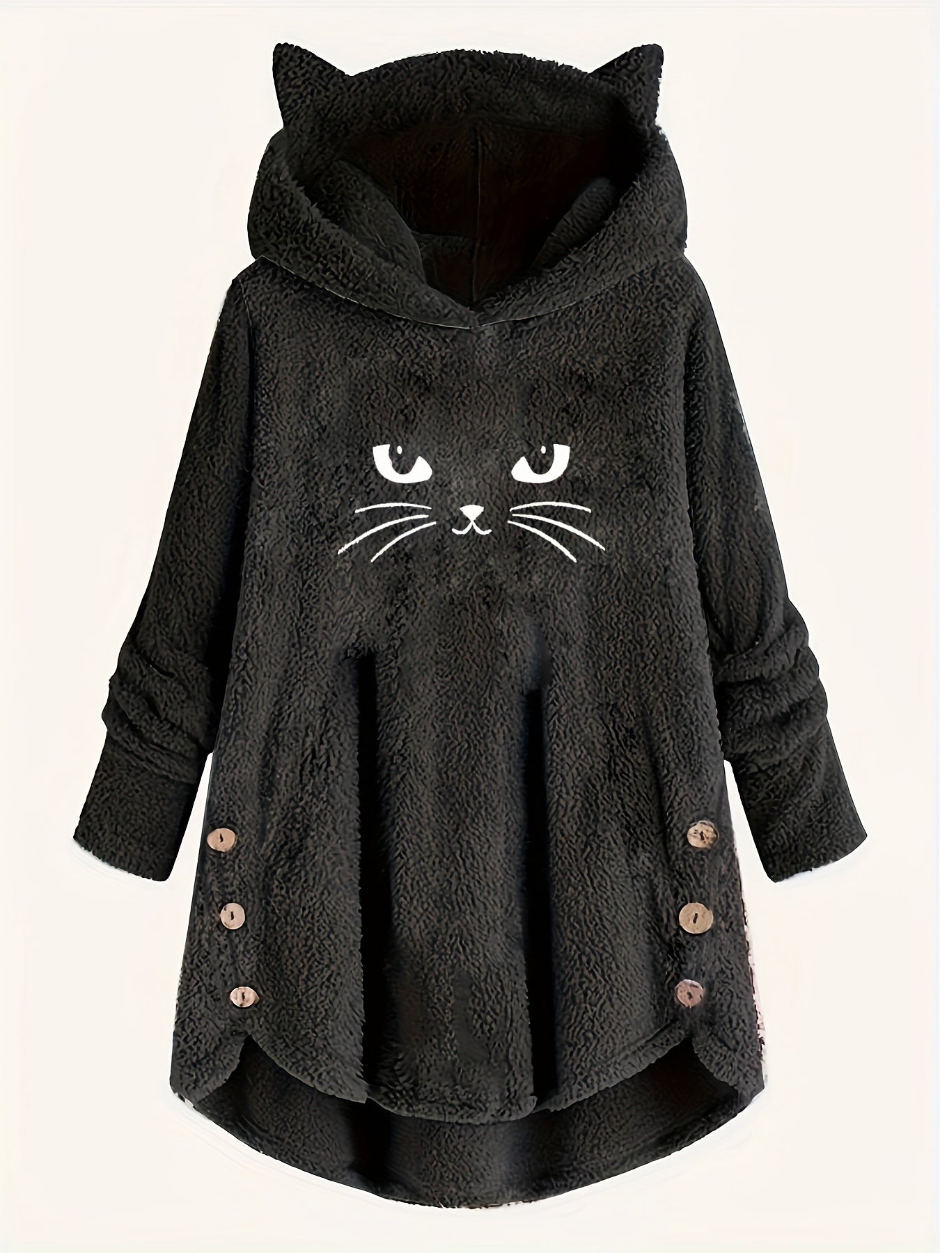 Double-Sided Plush Cat Ear Hoodie