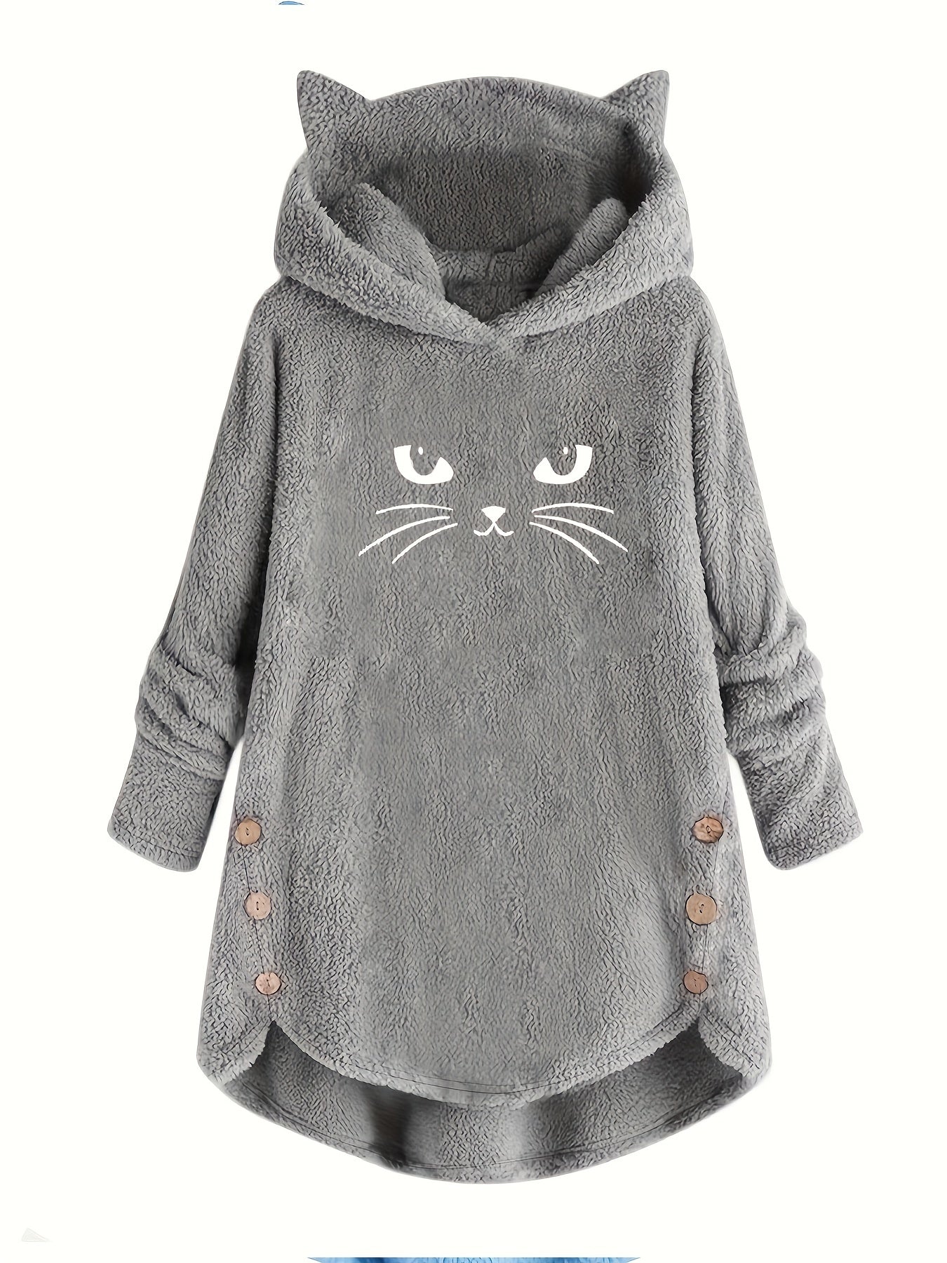 Double-Sided Plush Cat Ear Hoodie
