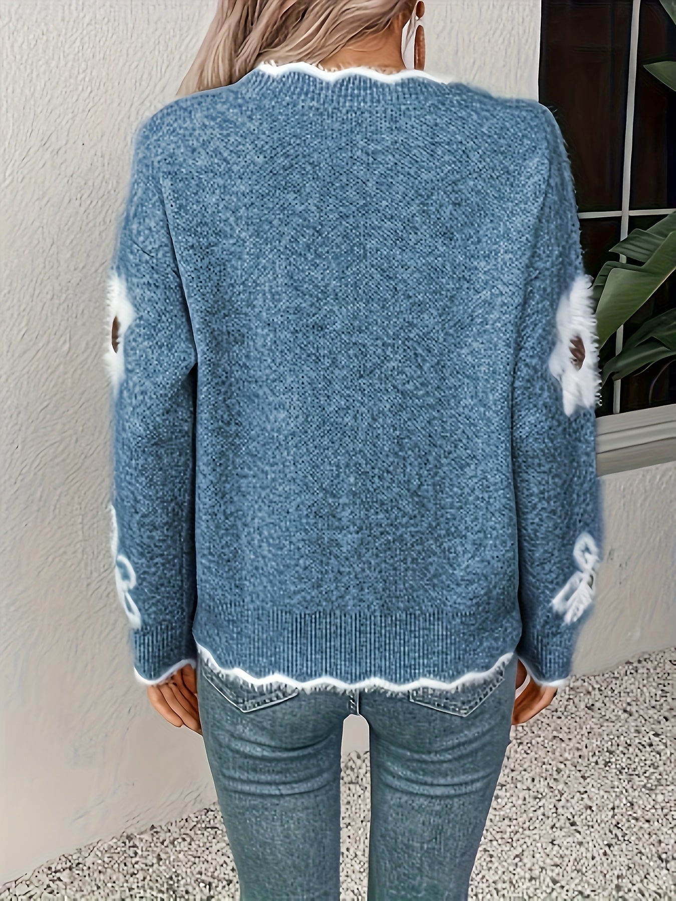 Olive Green Floral Pullover Soft Sweater