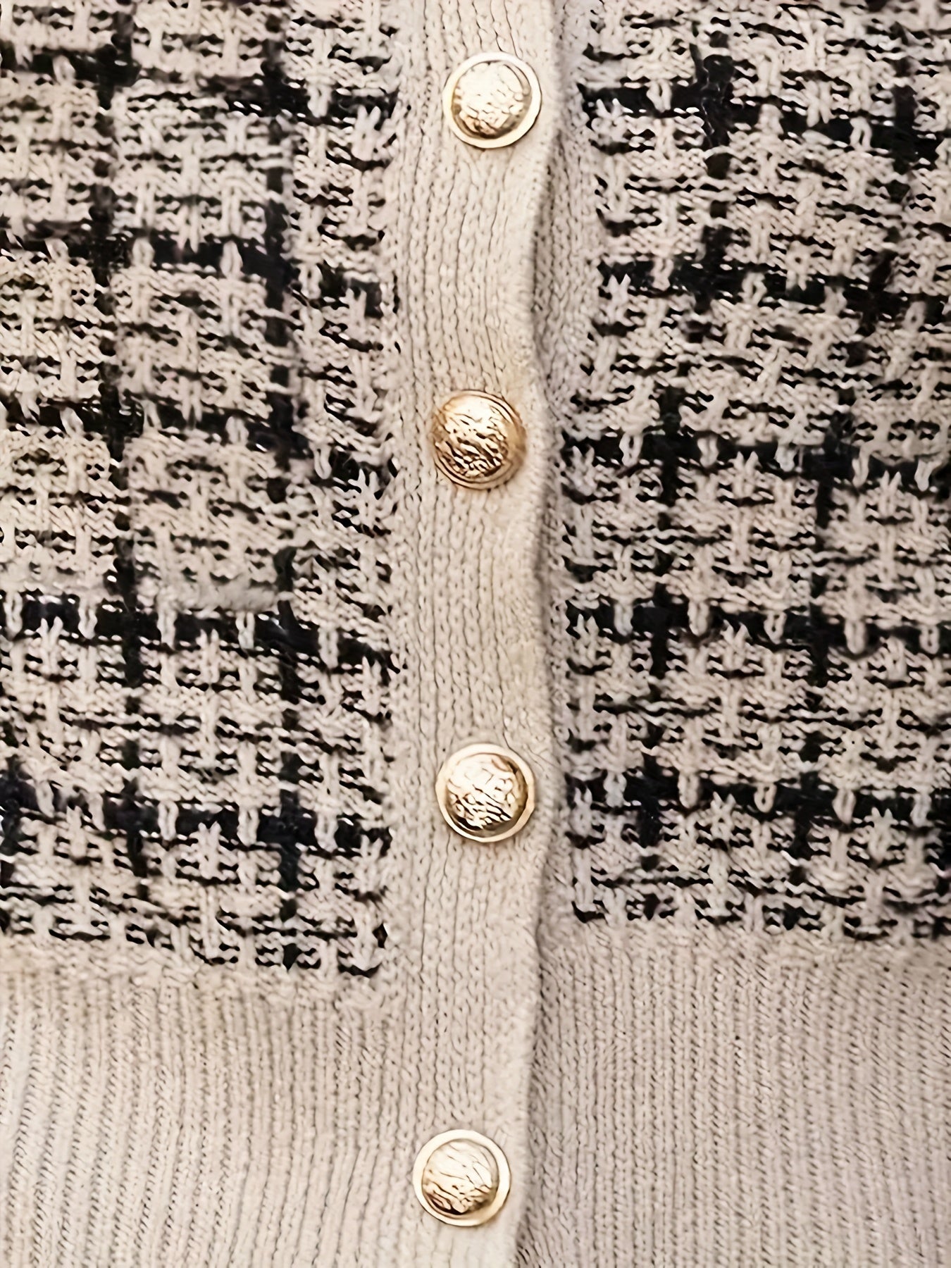 Viscose Knit Coat with Houndstooth Pattern and Buttons