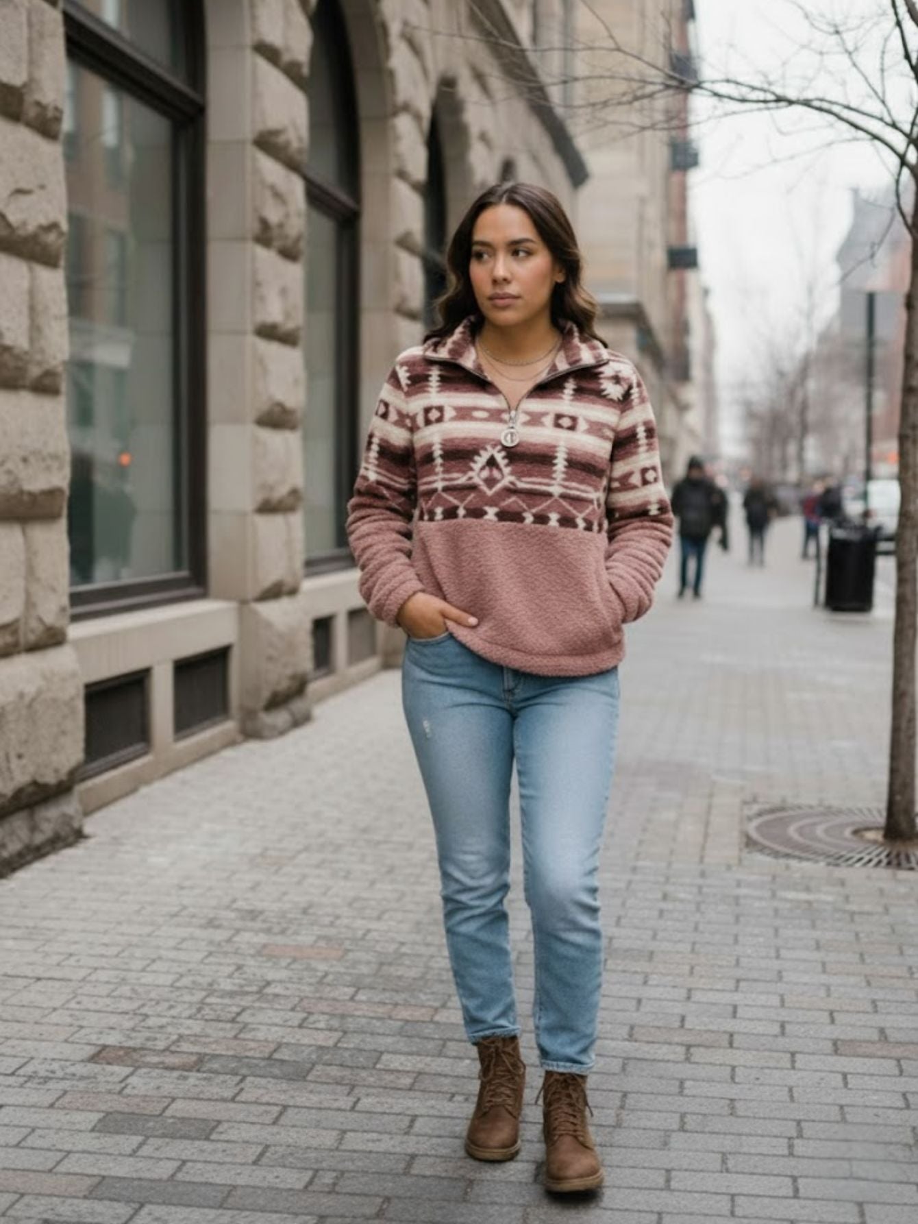 Aztec Patterned Teddy Fleece