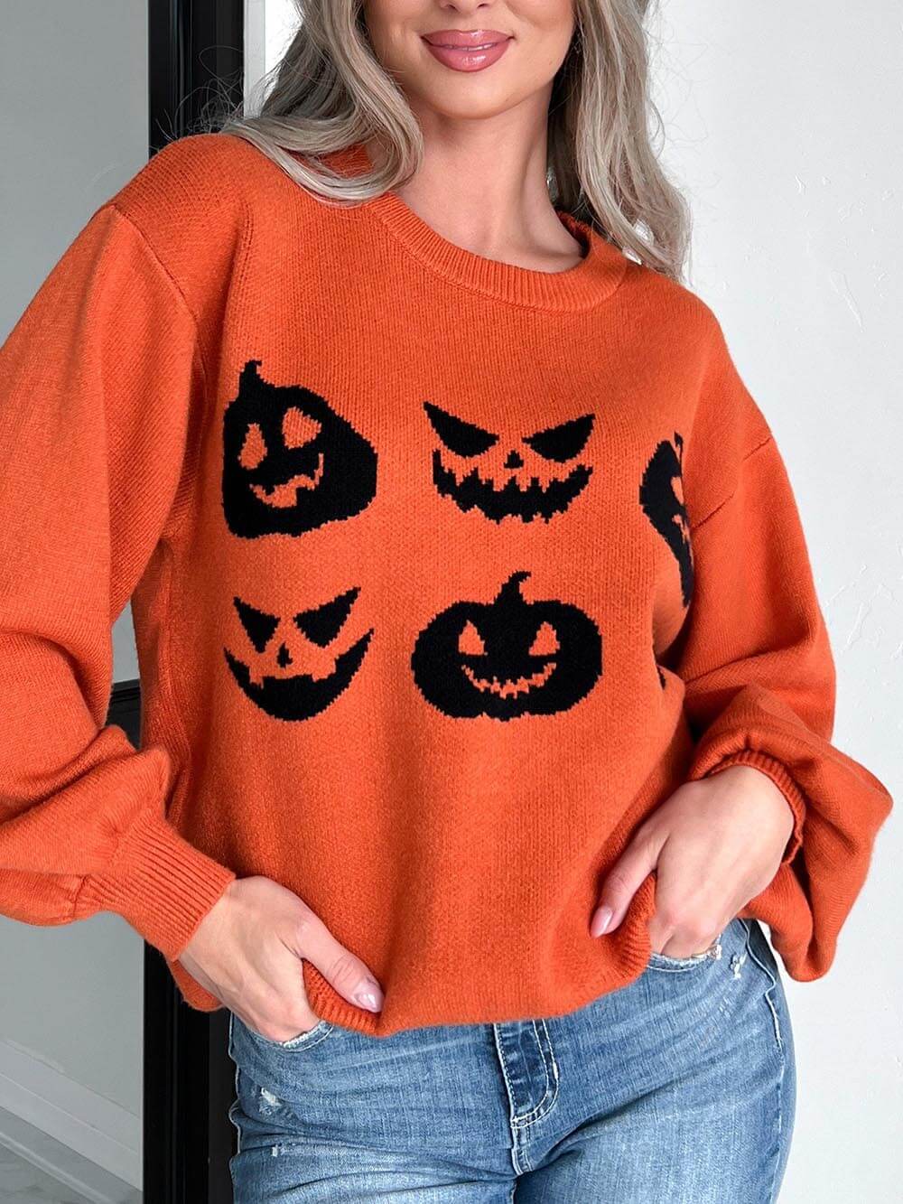 Carved Pumpkin Knit Halloween Sweater