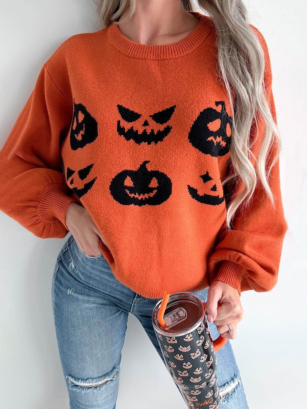 Carved Pumpkin Knit Halloween Sweater